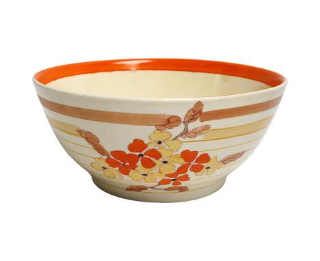 CLARICE CLIFF - a hand painted serving bowl, Bizarre pattern, diameter 22cm 