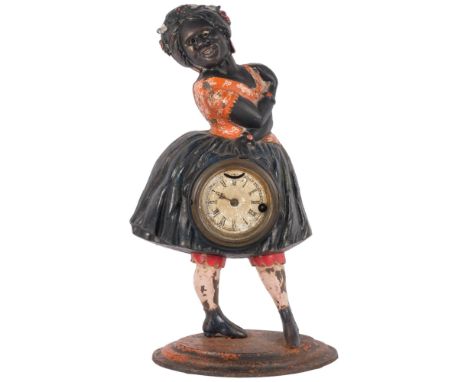 A 19th century American cast-iron blinking eye clock (Topsey), by Bradley & Hubbard circa 1860, H44cmOriginal movement and ey