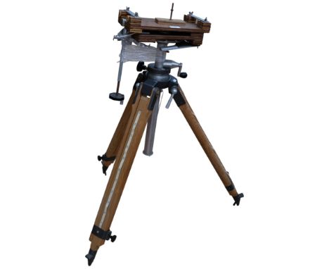A Vintage extending tripod with bespok- made platform 