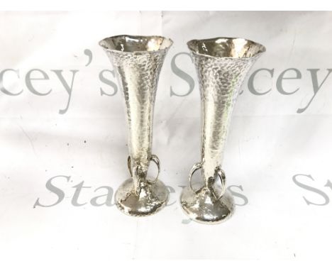 A pair of silver art vases by Walker and Hall. Approx 300g