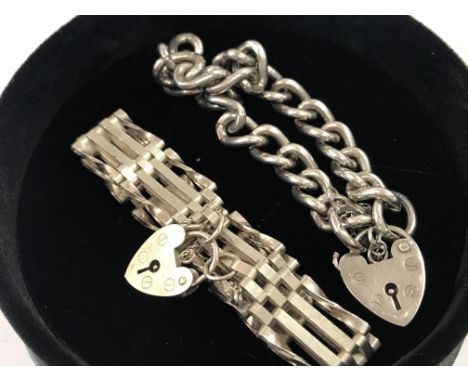 A silver Hallmarked bracelet and a silver gate bracelet . Postage category B