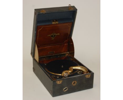 A circa 1928 Columbia Viva-tonal Grafonola Model No.113a gramophone, in faux snakeskin clad mahogany case, with brass side pl
