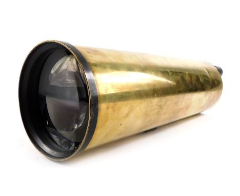 A Ross of London brass cased telescope, numbered 229881, on associated tripod stand, 50cm long. 