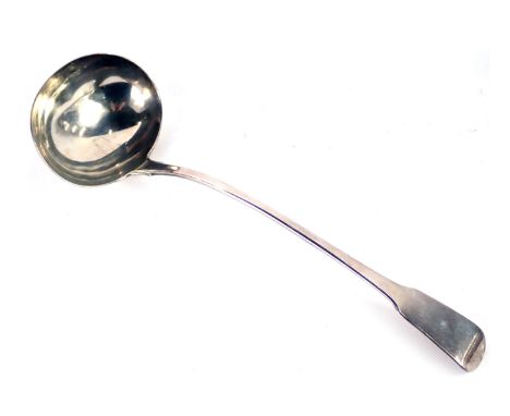 An 18thC silver fiddle pattern serving ladle, of plain design, maker RC, London 1804, 6.65oz. 
