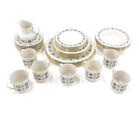 A Royal Doulton Tapestry pattern part dinner service, comprising six soup bowls, four dinner plates, three side plates, six c