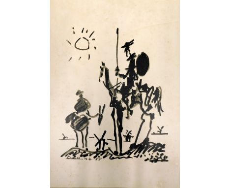 After Pablo Picasso. Don Quixote, monochrome print, 49.5cm x 35cm.