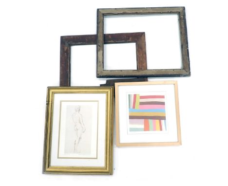Miscellaneous pictures and frames, to include a print of Raphael sketch, oak frame and Ikea print. 