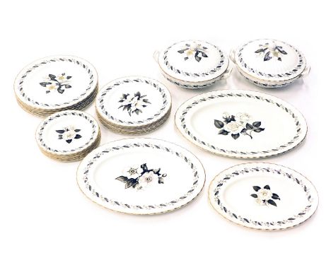 A Royal Worcester Engadine pattern part dinner service, to include two tureens and covers, three graduated meat dishes etc. 