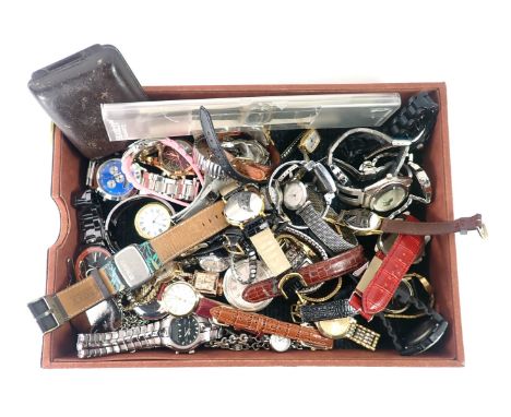 Assorted ladies and gentleman's wristwatches, to include Roxy, Slazenger, HP, Limit, a Swatch quartz cased watch, etc. (1 box