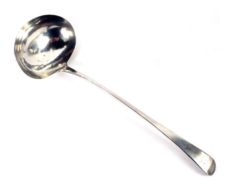 A Victorian silver fiddle pattern serving ladle, bearing ram crest, maker WS, London 1871, 5.5oz. 