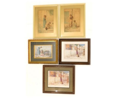 After Henry Ryland. A Grecian Idyll, coloured print,18cm x 25cm (2), and other similar prints. (5) 