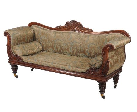 A George IV mahogany sofa, circa 1825, in the manner of Gillows, 100cm high, 200cm wide, 63cm deep