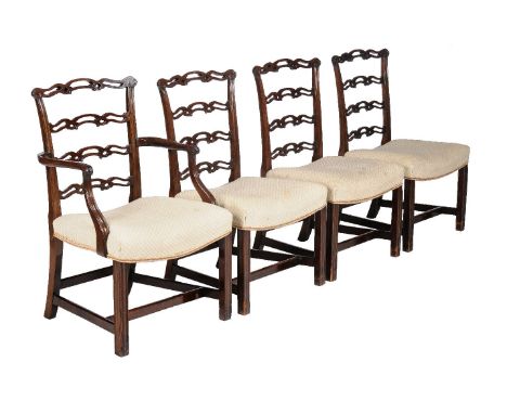 A set of eight mahogany dining chairs in George III style, early 20th century, in the manner of Thomas Chippendale, to includ