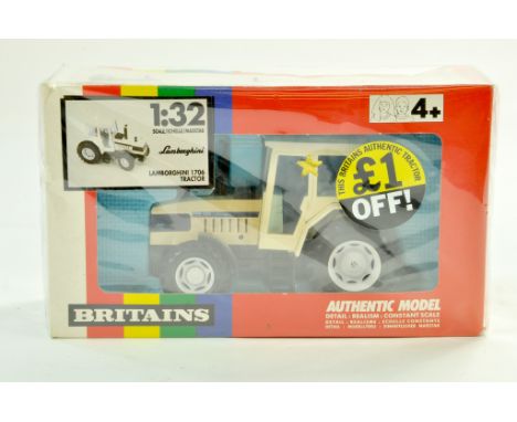 Britains 1/32 Farm issue comprising Lamborghini 1706 Tractor. Excellent, appears to have never been removed from box, box sli