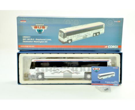 Corgi 1/50 Diecast Bus issue comprising No. US53411 MCI 102 DL3 in the livery of Greyhound. Limited to just 500 Models, excel