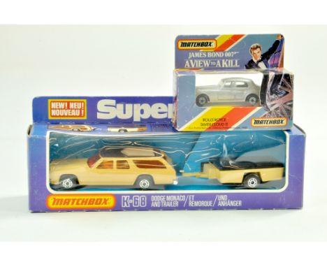 Matchbox Superkings No. K68 Dodge Monaco and Trailer plus James Bond 007 Rolls Royce. Excellent with boxes.  Note: We are alw
