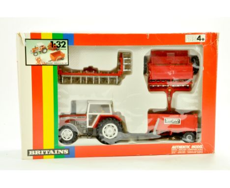 Britains 1/32 Farm issue comprising No. 9635 Massey Ferguson Set. Hard to find issue appears very good to excellent in good b