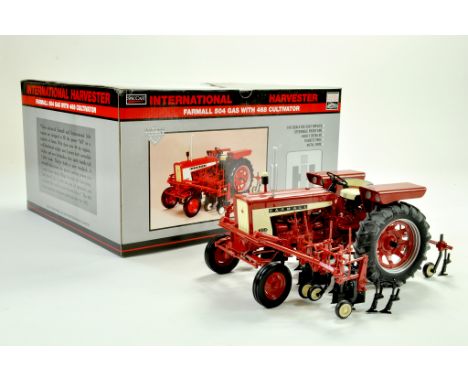 Spec Cast 1/25 Farm issue comprising International Farmall 504 Gas Tractor with 468 Cultivator. Beautiful Model. Appears exce