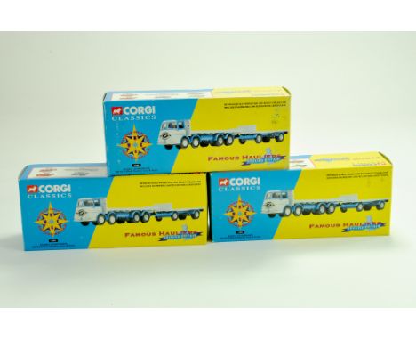 Corgi Diecast Truck issue comprising No. 11301 ERF KV 8 Wheel Platform Lorry in livery of Russell of Bathgate x 3 - Complete,