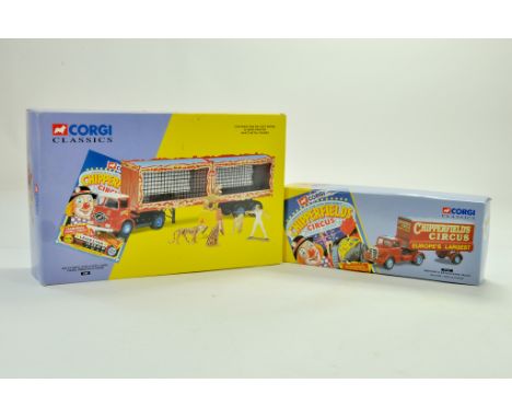 Corgi Diecast Chipperfield Circus Modern issue comprising No. 11201 ERF Truck with Cage Trailer and Animals plus No. Bedford 