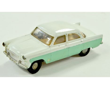Tri-ang Spot-On No. 100 Ford Zodiac, Two Tone light green / grey body. Appears generally good. Some age wear as shown.   Note