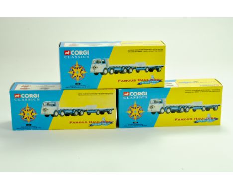 Corgi Diecast Truck issue comprising No. 11301 ERF KV 8 Wheel Platform Lorry in livery of Russell of Bathgate x 3 - Complete,