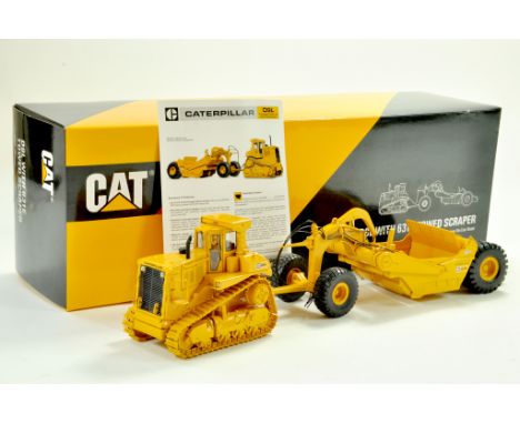 Classic Construction Models 1/48 diecast construction issue comprising CAT D9L Track Type Tractor with 631E Towed Scraper. Li