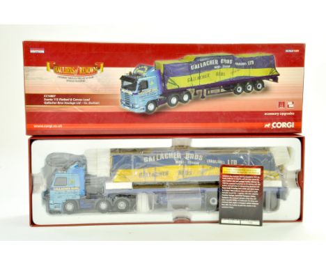 Corgi 1/50 diecast truck issue comprising No. CC14807 Scania 113 Flatbed and Canvas Load in the livery of Gallacher Brothers.