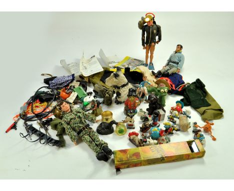 An eclectic mix of toys and figures including Golly issues, Action Man inc accessories plus others. Mostly playworn or with s