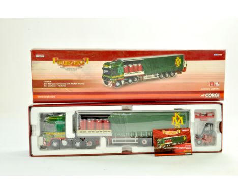 Corgi 1/50 diecast truck issue comprising No. CC14108 DAF 105 Open Curtainside with Moffett Mounty in the livery of Ken Malli