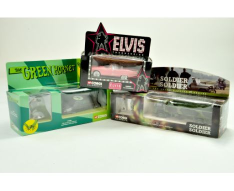 Corgi TV Related Modern Diecast issues comprising Green Hornet, Elvis and Soldier Soldier. Excellent in boxes. Note: We are a