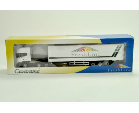 Cararama Diecast Truck issue comprising 1/50 Scania Curtainside in the livery of Freshlinc. Very good to excellent in box. &n