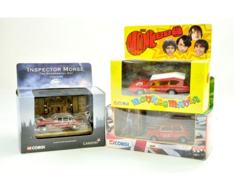 Corgi TV Related Modern Diecast issues comprising Inspector Morse, Italian Job and Monkemania. Excellent in boxes. Note: We a