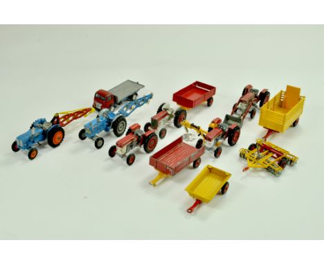 Corgi Diecast Agricultural group. Ford, Fordson and Massey Ferguson Tractor issues plus implements. Generally fair to good.  