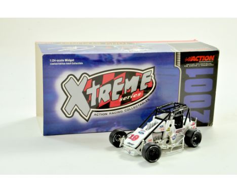 Action 1/24 high detail diecast Midget racing car. Complete with packaging, very good to excellent. Note: We are always happy