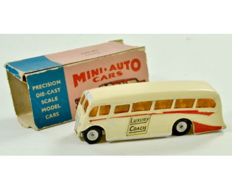 Morgan Milton Mini Auto Cars Series No. 316 Luxury Coach. Issue in cream with red flashes. Cast Hubs. Very good to excellent 