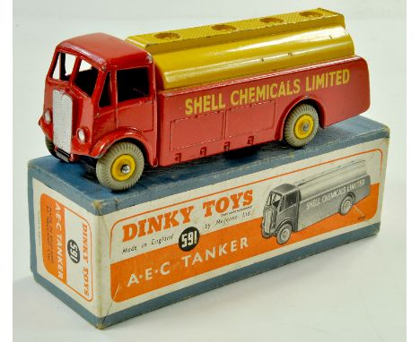 Dinky No. 591 AEC Tank, Shell Chemicals. Appears very good, some light age wear in places, contained in very good to excellen