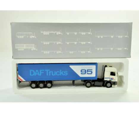 Tekno 1/50 diecast truck issue comprising DAF 95 Box Trailer in the livery of DAF. Some loose parts but generally good in fai