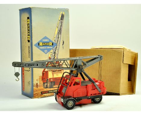 Victory Industries Ransome Rapier Model Crane. Large scale plastic battery operated model is red/burnt orange, with black fit