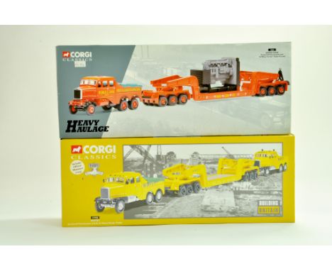 Corgi Diecast Commercial truck issues, Heavy Haulage duo comprising No. 17603 Siddle Cook Scammell set plus No. 17702 Wimpey 