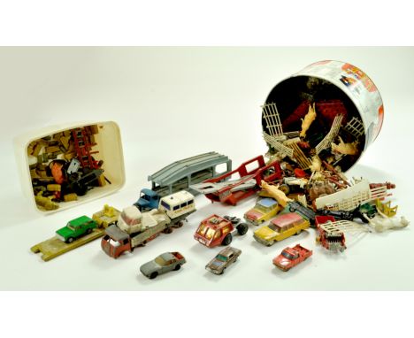 An assortment of diecast issues including some plastic figures. Mostly all play worn.  &nbsp;Note: We are always happy to pro