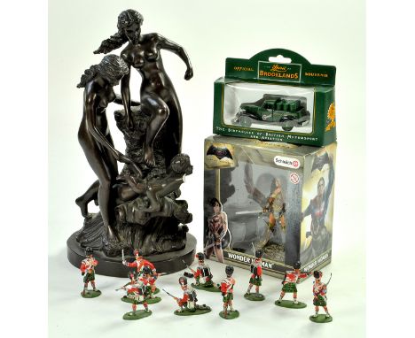 Misc group including painted plastic soldiers, promotional van plus a large Ornamental Statue on heavy base, in need of repai