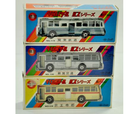 Tomica small scale 1/100 diecast bus trio. Excellent with boxes.  Note: We are always happy to provide additional images for 