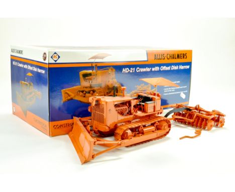 First Gear 1/25 Construction Issue comprising Allis Chalmers HD-21 Crawler Tractor with Offset Disc Harrow. Stunning piece is