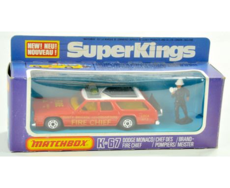 Matchbox Superkings No. K-67 Dodge Monaco Fire Chief. Excellent in very good box.  Note: We are always happy to provide addit