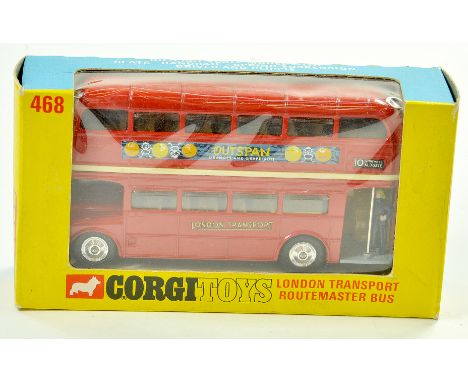 Corgi No. 468 London Transport Routemaster Bus in the livery of Outspan. Very good to excellent in very good to excellent box