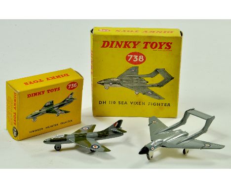 Dinky No. 736 Hawker Hunter plus No. 738 DH 110 Sea Vixen. Both very good to excellent in very good boxes. Note: We are alway