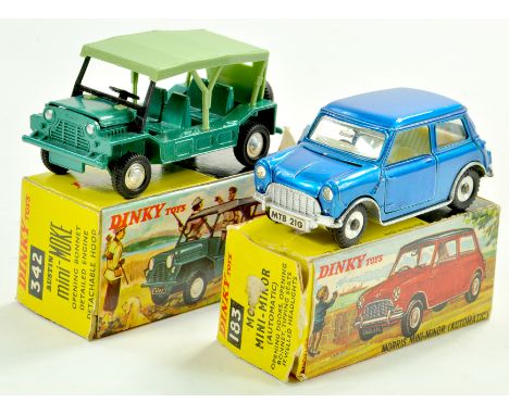 Dinky Duo comprising Mini Moke plus Mini Minor. Very Good in Fair to Good boxes. Note: We are always happy to provide additio