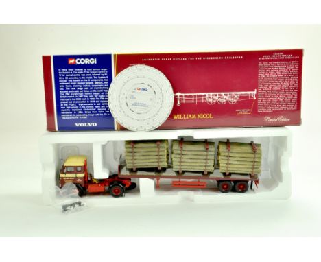 Corgi Diecast Truck issue comprising No. CC13102 Volvo F88 Log Carrier in the livery of William Nicol. Generally appears good