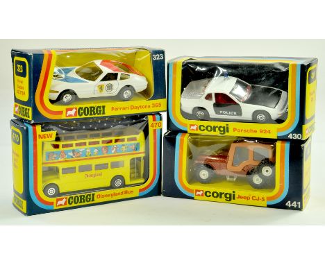 Corgi Boxed Issues comprising Ferrari Daytona, Porsche 924, Disneyland Bus and Jeep CJ-5.  Very good to Excellent in very goo